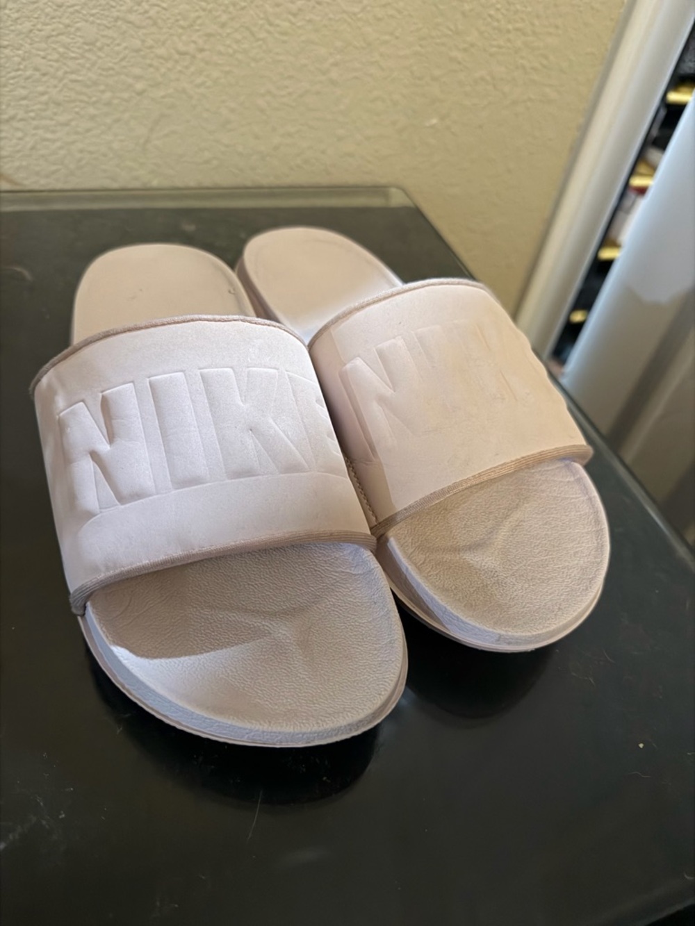 Nike Blush Pink Suede Slide Sandals
